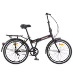 Okak 24IN Folding Bike with Fenders and Dual V-Brake, City Commuter Bicycle with Steel Frame and Shelf, Cruiser Bikes for Men and Women
