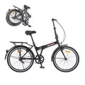 Okak 24IN Folding Bike with Fenders and Dual V-Brake, City Commuter Bicycle with Steel Frame and Shelf, Cruiser Bikes for Men and Women
