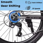 Okak 24IN Mountain Bike with Daul Disc Brakes and Front Suspension, Kids Bike with 21 Speed and Steel Frame, Bicycle for Boys, Girls