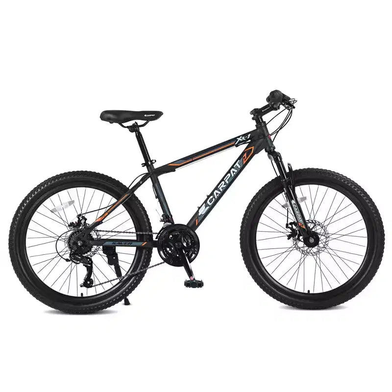 Okak 24IN Mountain Bike with Daul Disc Brakes and Front Suspension, Kids Bike with 21 Speed and Steel Frame, Bicycle for Boys, Girls