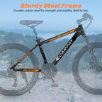 Okak 26IN Mountain Bike with 21 Speeds and Mechanical Disc Brakes, Adult Bike with High-Carbon Steel Frame, Dirt Bike for Kids & Adults