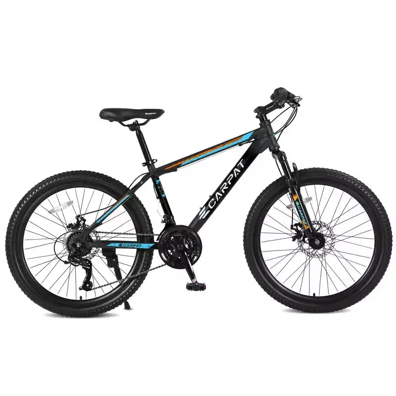 Okak 26IN Mountain Bike with 21 Speeds and Mechanical Disc Brakes, Adult Bike with High-Carbon Steel Frame, Dirt Bike for Kids & Adults