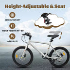 Okak 20IN Toddler Bike with 7-Speed and Steel Frame, Kids Bike with Dual Disc Brakes and 1.75IN Tires, Kids Cruiser Bikes for Boys & Girls