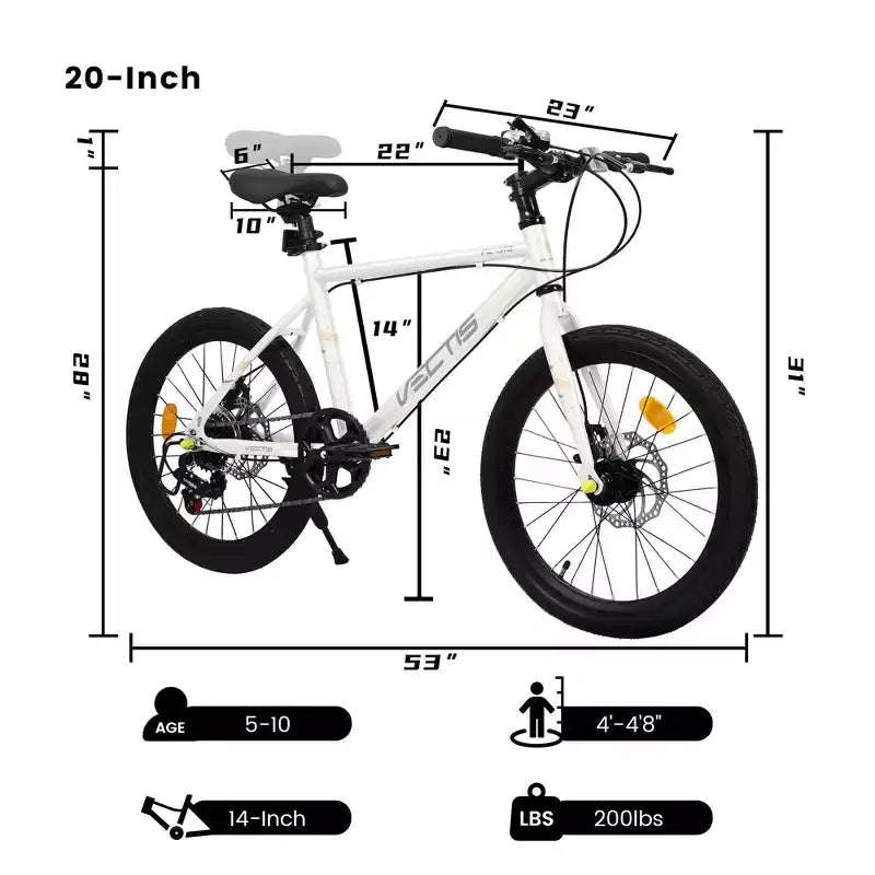 Okak 20IN Toddler Bike with 7-Speed and Steel Frame, Kids Bike with Dual Disc Brakes and 1.75IN Tires, Kids Cruiser Bikes for Boys & Girls