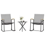 Celebalcony 3 Piece Outdoor Rocking Bistro Set, Textilene Fabric Small Patio Furniture Set with Table for Lawn, Garden, Balcony, Poolside