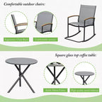 Celebalcony 3 Piece Outdoor Rocking Bistro Set, Textilene Fabric Small Patio Furniture Set with Table for Lawn, Garden, Balcony, Poolside