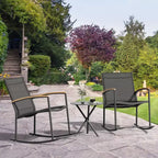 Celebalcony 3 Piece Outdoor Rocking Bistro Set, Textilene Fabric Small Patio Furniture Set with Table for Lawn, Garden, Balcony, Poolside