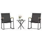 Celebalcony 3 Piece Outdoor Rocking Bistro Set, Textilene Fabric Small Patio Furniture Set with Table for Lawn, Garden, Balcony, Poolside