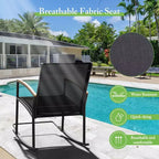 Celebalcony 3 Piece Outdoor Rocking Bistro Set, Textilene Fabric Small Patio Furniture Set with Table for Lawn, Garden, Balcony, Poolside