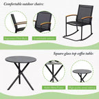 Celebalcony 3 Piece Outdoor Rocking Bistro Set, Textilene Fabric Small Patio Furniture Set with Table for Lawn, Garden, Balcony, Poolside