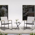 Celebalcony 3 Piece Outdoor Rocking Bistro Set, Textilene Fabric Small Patio Furniture Set with Table for Lawn, Garden, Balcony, Poolside