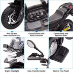 12V Electric Kids Motorcycle with Training Wheels - Battery Powered Ride-on Bike with Music&Realistic Design for Kids 3-8 Years, All-Terrain Ride-on