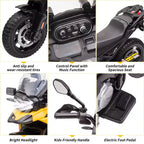12V Electric Kids Motorcycle with Training Wheels - Battery Powered Ride-on Bike with Music&Realistic Design for Kids 3-8 Years, All-Terrain Ride-on