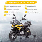 12V Electric Kids Motorcycle with Training Wheels - Battery Powered Ride-on Bike with Music&Realistic Design for Kids 3-8 Years, All-Terrain Ride-on