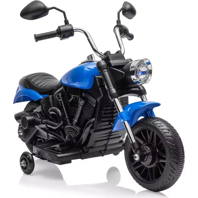 12V Kids Electric Motorcycle w/ Training Wheels, 3-Wheel Ride-on Toy, Reverse, LED Headlight, Horn & Music, 66LB Capacity
