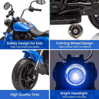 12V Kids Electric Motorcycle w/ Training Wheels, 3-Wheel Ride-on Toy, Reverse, LED Headlight, Horn & Music, 66LB Capacity