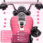 12V Kids Electric Motorcycle w/ Training Wheels, 3-Wheel Ride-on Toy, Reverse, LED Headlight, Horn & Music, 66LB Capacity