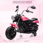 12V Kids Electric Motorcycle w/ Training Wheels, 3-Wheel Ride-on Toy, Reverse, LED Headlight, Horn & Music, 66LB Capacity