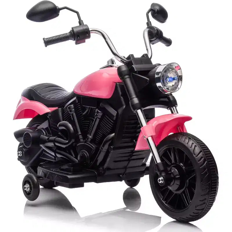 12V Kids Electric Motorcycle w/ Training Wheels, 3-Wheel Ride-on Toy, Reverse, LED Headlight, Horn & Music, 66LB Capacity