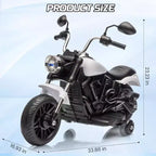 12V Kids Electric Motorcycle w/ Training Wheels, 3-Wheel Ride-on Toy, Reverse, LED Headlight, Horn & Music, 66LB Capacity