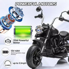 12V Kids Electric Motorcycle w/ Training Wheels, 3-Wheel Ride-on Toy, Reverse, LED Headlight, Horn & Music, 66LB Capacity