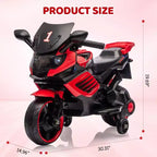 Kids Ride On Motorcycle, 6V Battery Powered Electric Motorcycle, w/Treaded Tires, Horn, Music, Training Wheels
