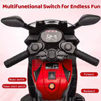 Kids Ride On Motorcycle, 6V Battery Powered Electric Motorcycle, w/Treaded Tires, Horn, Music, Training Wheels