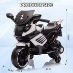 Kids Ride On Motorcycle, 6V Battery Powered Electric Motorcycle, w/Treaded Tires, Horn, Music, Training Wheels