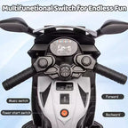 Kids Ride On Motorcycle, 6V Battery Powered Electric Motorcycle, w/Treaded Tires, Horn, Music, Training Wheels