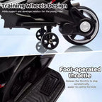 Kids Ride On Motorcycle, 6V Battery Powered Electric Motorcycle, w/Treaded Tires, Horn, Music, Training Wheels