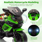 Kids Ride On Motorcycle, 6V Battery Powered Electric Motorcycle, w/Treaded Tires, Horn, Music, Training Wheels