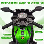 Kids Ride On Motorcycle, 6V Battery Powered Electric Motorcycle, w/Treaded Tires, Horn, Music, Training Wheels