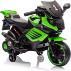 Kids Ride On Motorcycle, 6V Battery Powered Electric Motorcycle, w/Treaded Tires, Horn, Music, Training Wheels