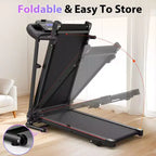 2.5HP Foldable Electric Treadmill with Incline, 12KM/H Speed, Heart Rate Sensor, Bluetooth Music, Cup Holder for Home Gym Fitness
