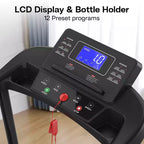 Foldable Walking Pad Treadmill for Seniors, Safe Stable Design with Long Handrail, Large LED Display, 300Lbs Weight Capacity