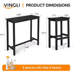 VINGLI 3-Piece Fir Wood Outdoor Bar Table and Chairs Set, Outdoor Bar Height Table with 2 Bar Stools Patio Bistro Set for Garden Balcony Backyard