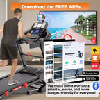 5.1HP Folding Treadmill for Home with 20% Auto Incline,300-400 LB Capacity,Adjustable iPad Holder, 12MPH Speed, 71 Programs,Knee Straps Gift