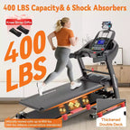 5.1HP Folding Treadmill for Home with 20% Auto Incline,300-400 LB Capacity,Adjustable iPad Holder, 12MPH Speed, 71 Programs,Knee Straps Gift
