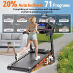5.1HP Folding Treadmill for Home with 20% Auto Incline,300-400 LB Capacity,Adjustable iPad Holder, 12MPH Speed, 71 Programs,Knee Straps Gift