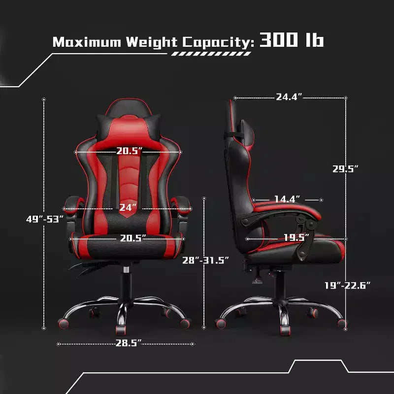 Yaheetech PU Leather Ergonomic Gaming Chair Executive Computer Chair with Padded Armrests