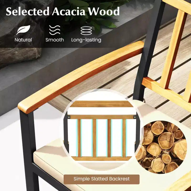 Costway 5 Pieces Outdoor Acacia Wood Dining Set with Cushions for Porch, Balcony, Garden