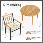 Costway 5 Pieces Outdoor Acacia Wood Dining Set with Cushions for Porch, Balcony, Garden