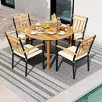 Costway 5 Pieces Outdoor Acacia Wood Dining Set with Cushions for Porch, Balcony, Garden