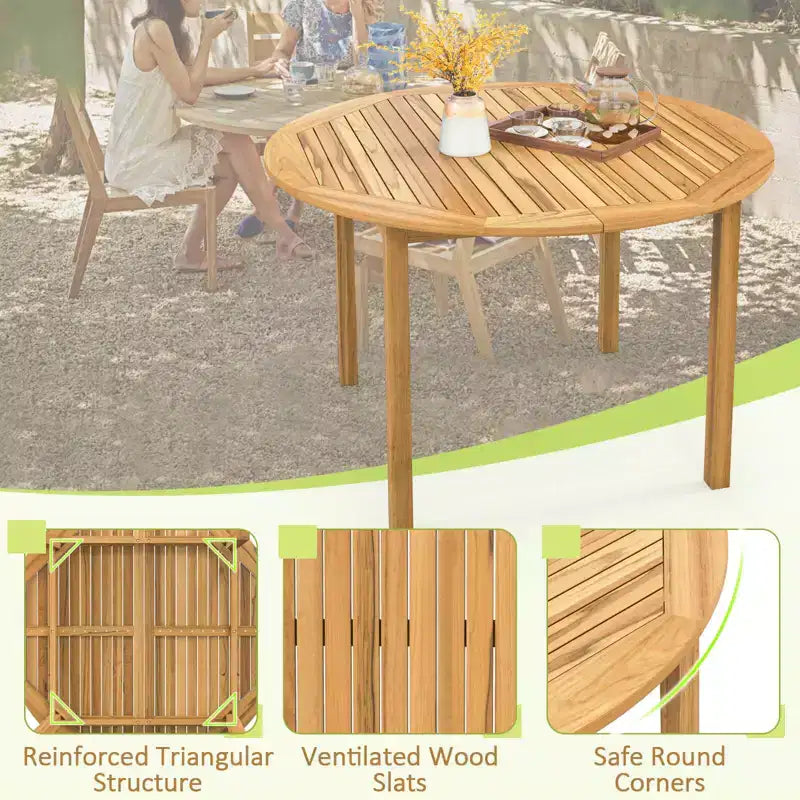 Costway 5 Pieces Outdoor Acacia Wood Dining Set with Cushions for Porch, Balcony, Garden