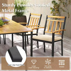 Costway 5 Pieces Outdoor Acacia Wood Dining Set with Cushions for Porch, Balcony, Garden