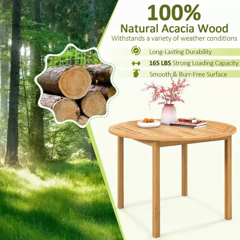 Costway 5 Pieces Outdoor Acacia Wood Dining Set with Cushions for Porch, Balcony, Garden