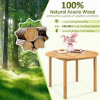 Costway 5 Pieces Outdoor Acacia Wood Dining Set with Cushions for Porch, Balcony, Garden