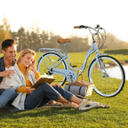 NAYSAYE 24 Beach Cruiser Bike for Women Ladies Bike 7 Speed Complete Cruiser Bikes with Dual V-Brake, Adult City Bike for Women, Men