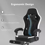 Bestier Gaming Chair with Lumbar Support, Office Chair with Adjustable Height, Armrests and Headrests, 360 Rotating Wheels