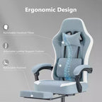 Bestier Gaming Chair with Lumbar Support, Office Chair with Adjustable Height, Armrests and Headrests, 360 Rotating Wheels